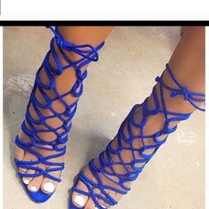 Royal blue Zara lace up heels